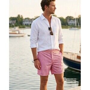 Zachary Prell Men's 32 Grapefruit Swim Trunks Pink Peach Luxury Coastal Resort